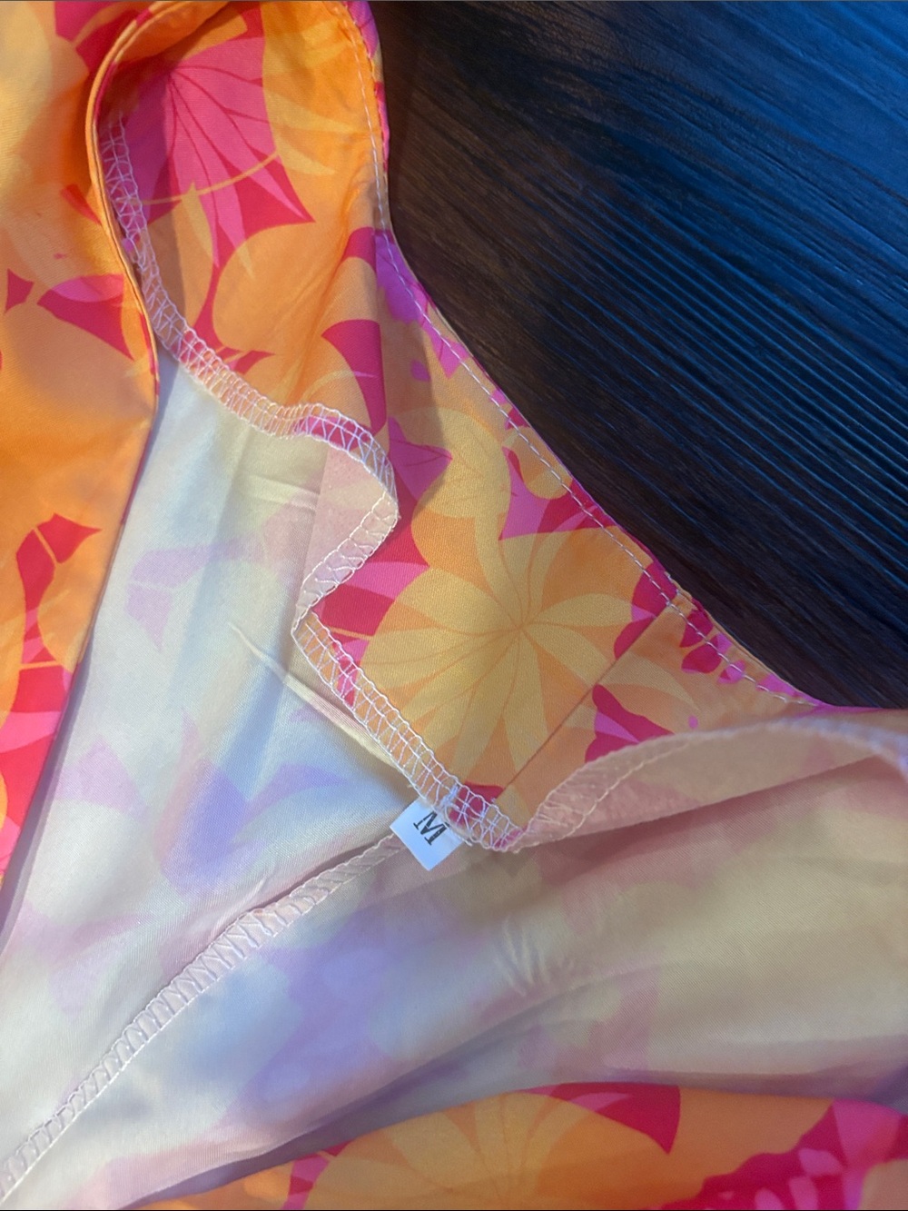 Vibrant Orange & Pink Floral Mini Dress/ cover up - Picture 2 of 3